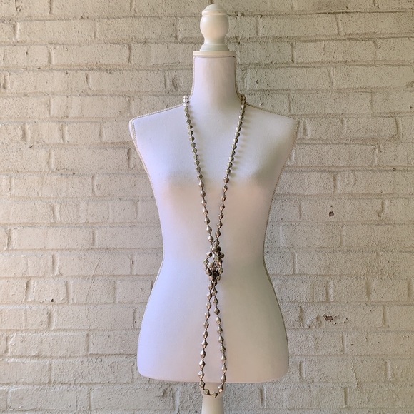 Long Silver Beaded Necklace & Earring Set - Picture 6 of 7